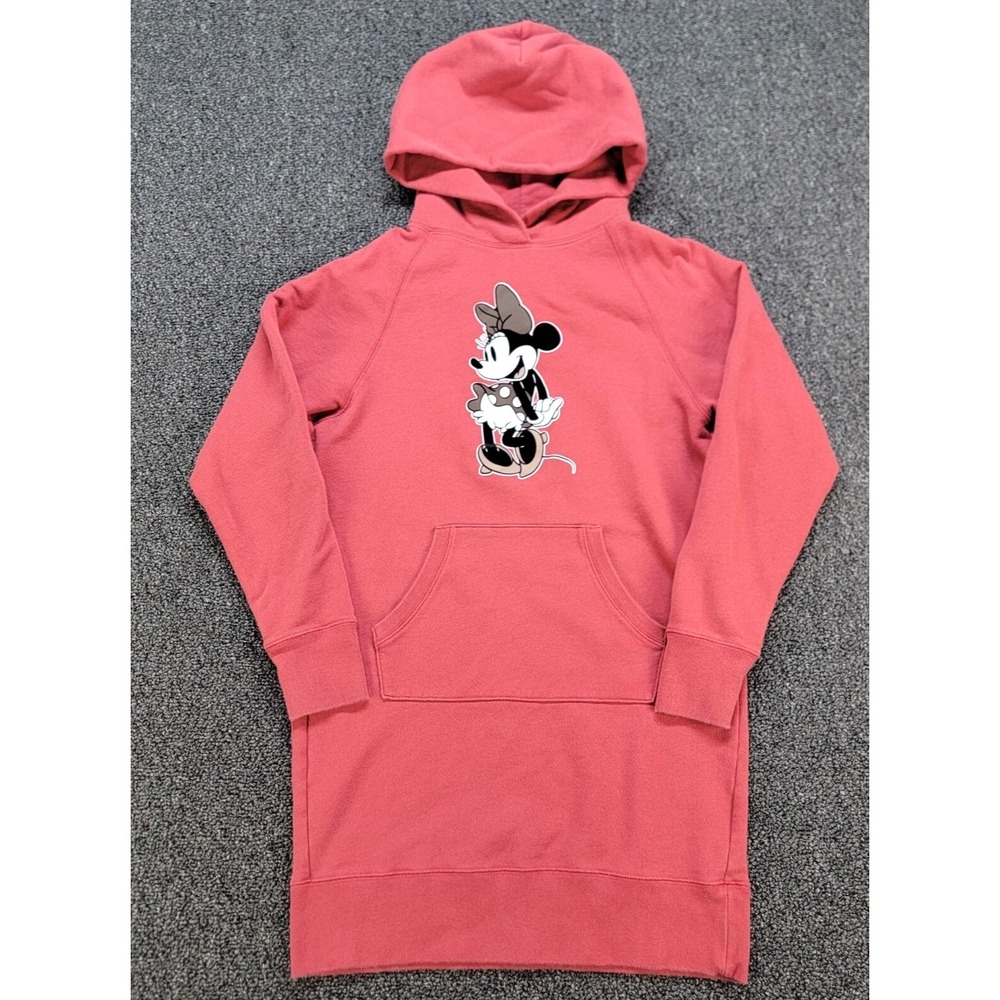Uniqlo Disney Hoodie Dress Womens XS Coral Minnie Mouse Mickey Stands Tunic